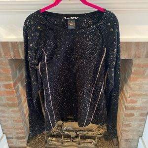 Cowgirl Tuff Co Black Bleached Long Sleeve Shirt size Medium